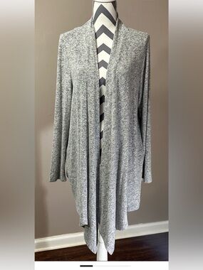 Philosophy Marbled Gray Asymmetrical Open-Front Women's Cardigan
